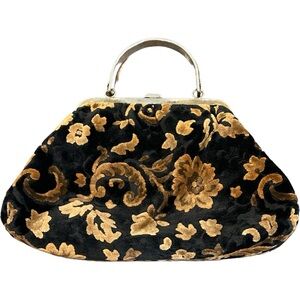 Julius Resnick JR USA Floral Tapestry Carpet Bag tortoise handle